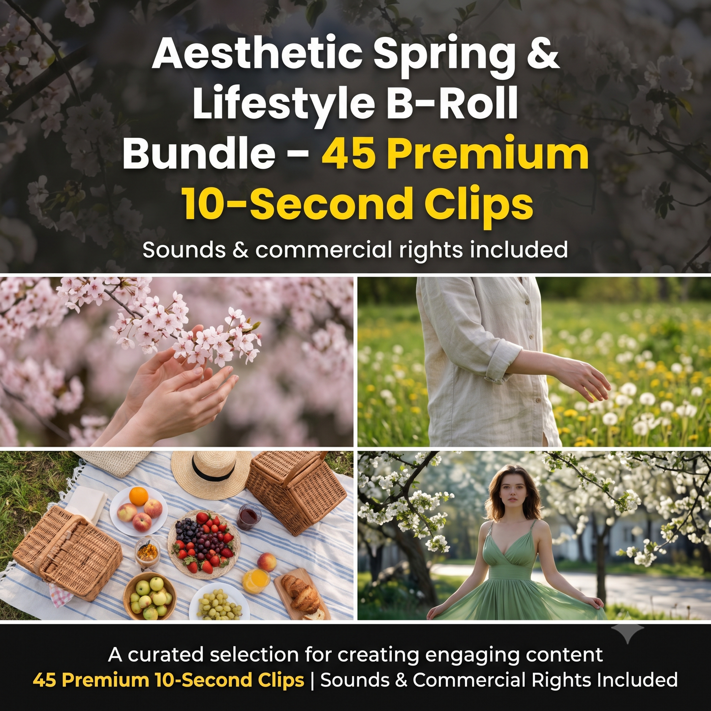 TREND & SPECIAL OFFER Aesthetic Spring B-Roll Bundle – 45 Premium 10-Second Clips